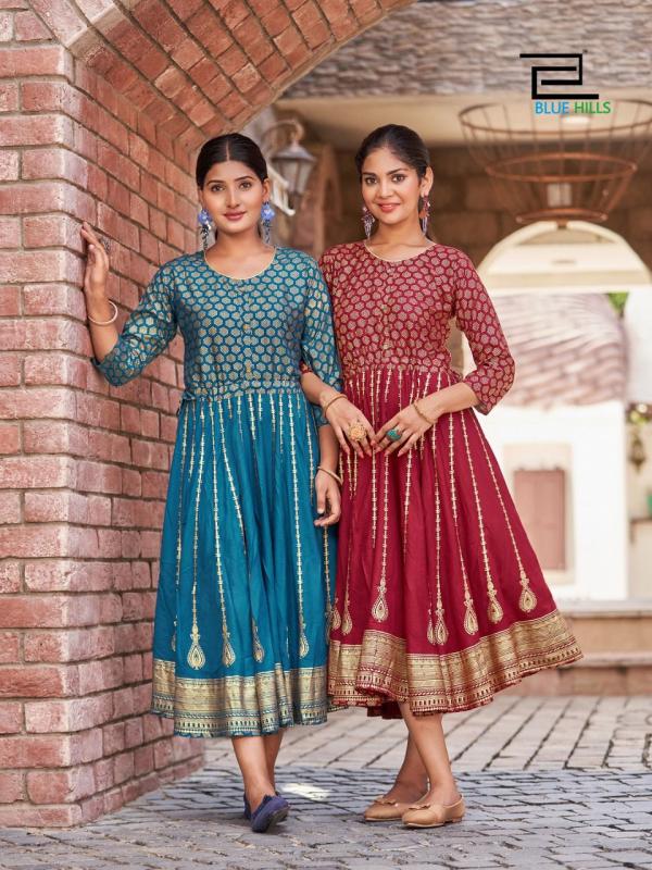 Blue Hills Melody Designer Rayon Anarkali Kurti Collection